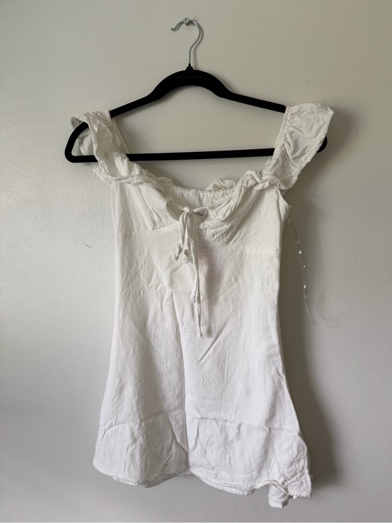 Peppermayo Dresses & Skirts - Peppermayo White Ruffle Tie-Front Mini Dress
